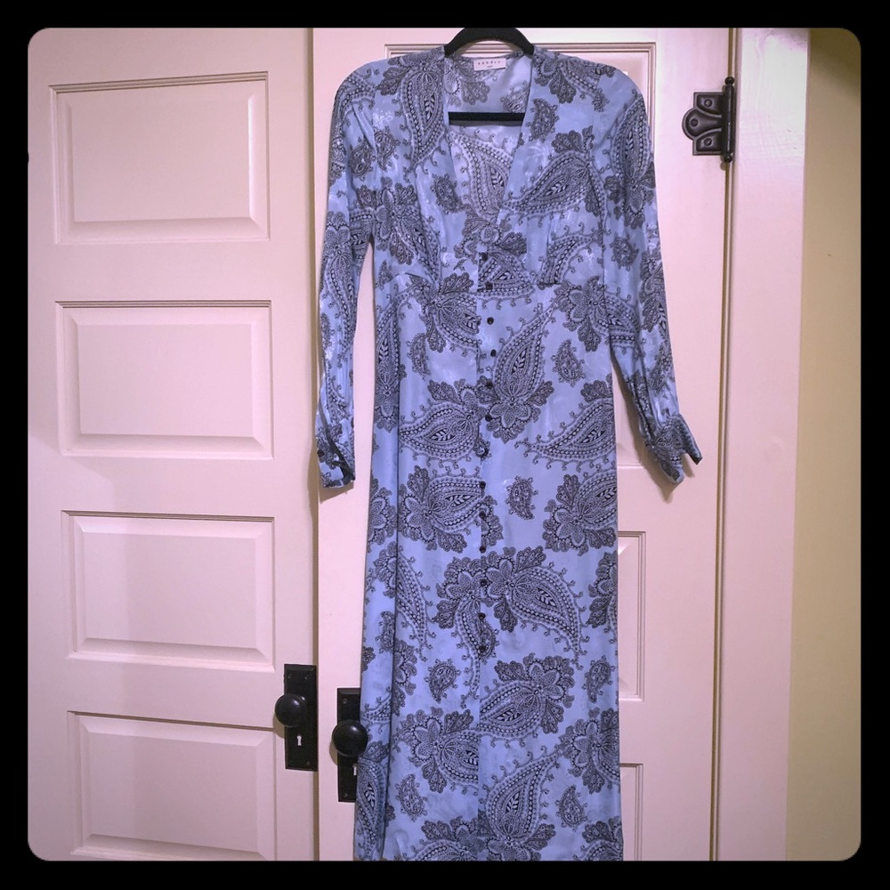Sandro Blue Paisley Silk dress - Picture 1 of 7